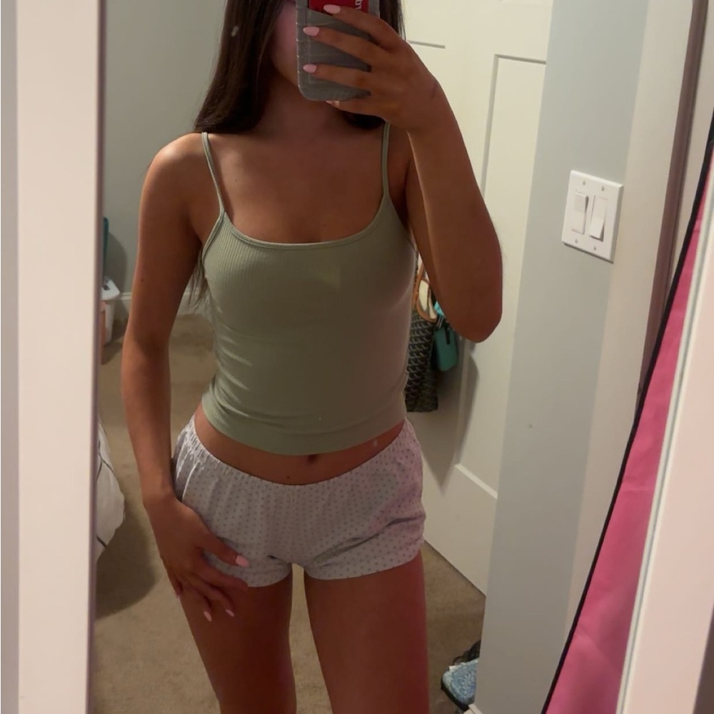 American Eagle Outfitters Ribbed Sage Green Cami Tank